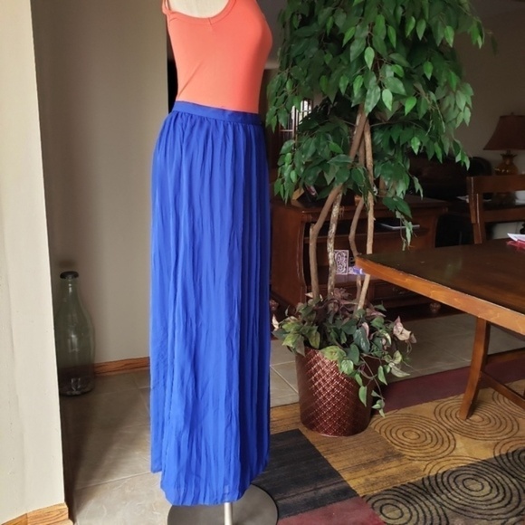 Cynthia Steffe Pleated Maxi Skirt Blue S - Picture 4 of 7